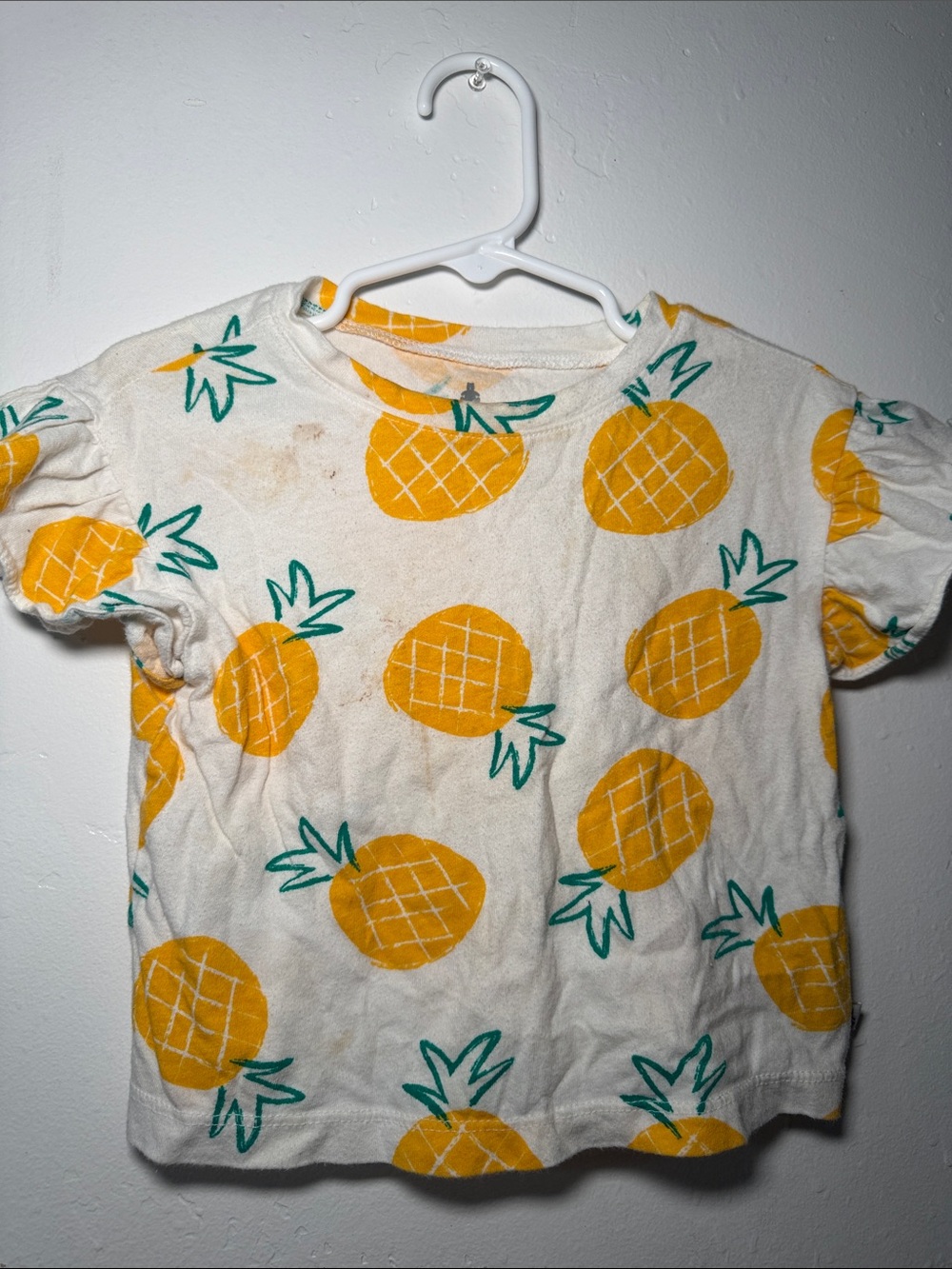 GAP White Short Sleeve Tee with Yellow Pineapple Print